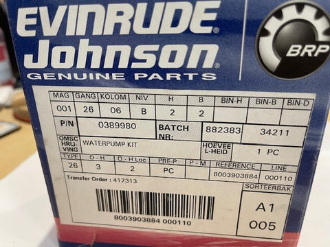 OMC Johnson Evinrude 0388256 Water Pump Repair Kit 0389980